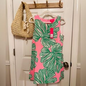 Lilly Pulitzer Pink and Green Leaf Print Dress